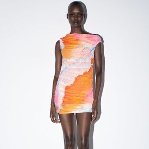 Zara Printed Tulle Dress